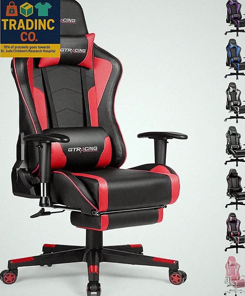 Gaming Chair with Footrest Speakers Video Game Chair Bluetooth Music Heavy Duty