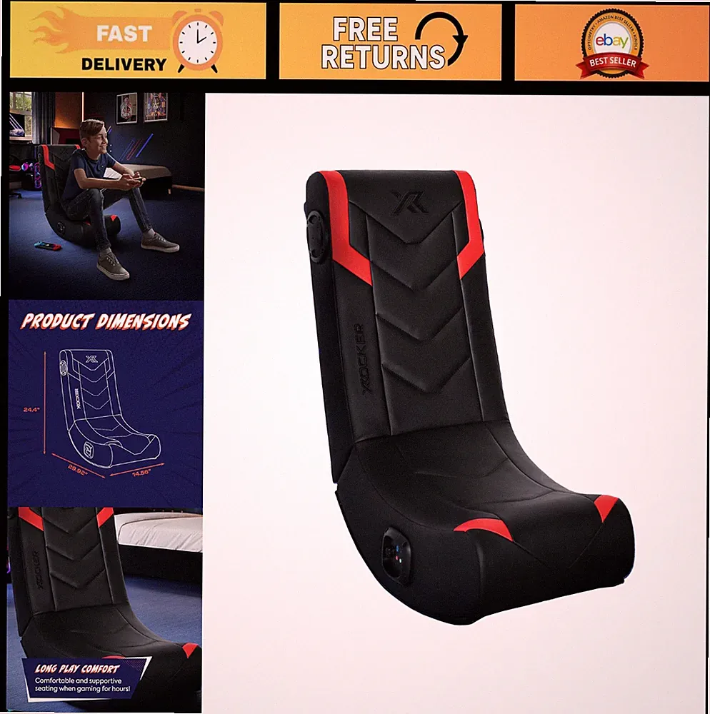 Gaming Floor Rocker Chair with Built-in Audio, Foldable Design for Teens & Kids