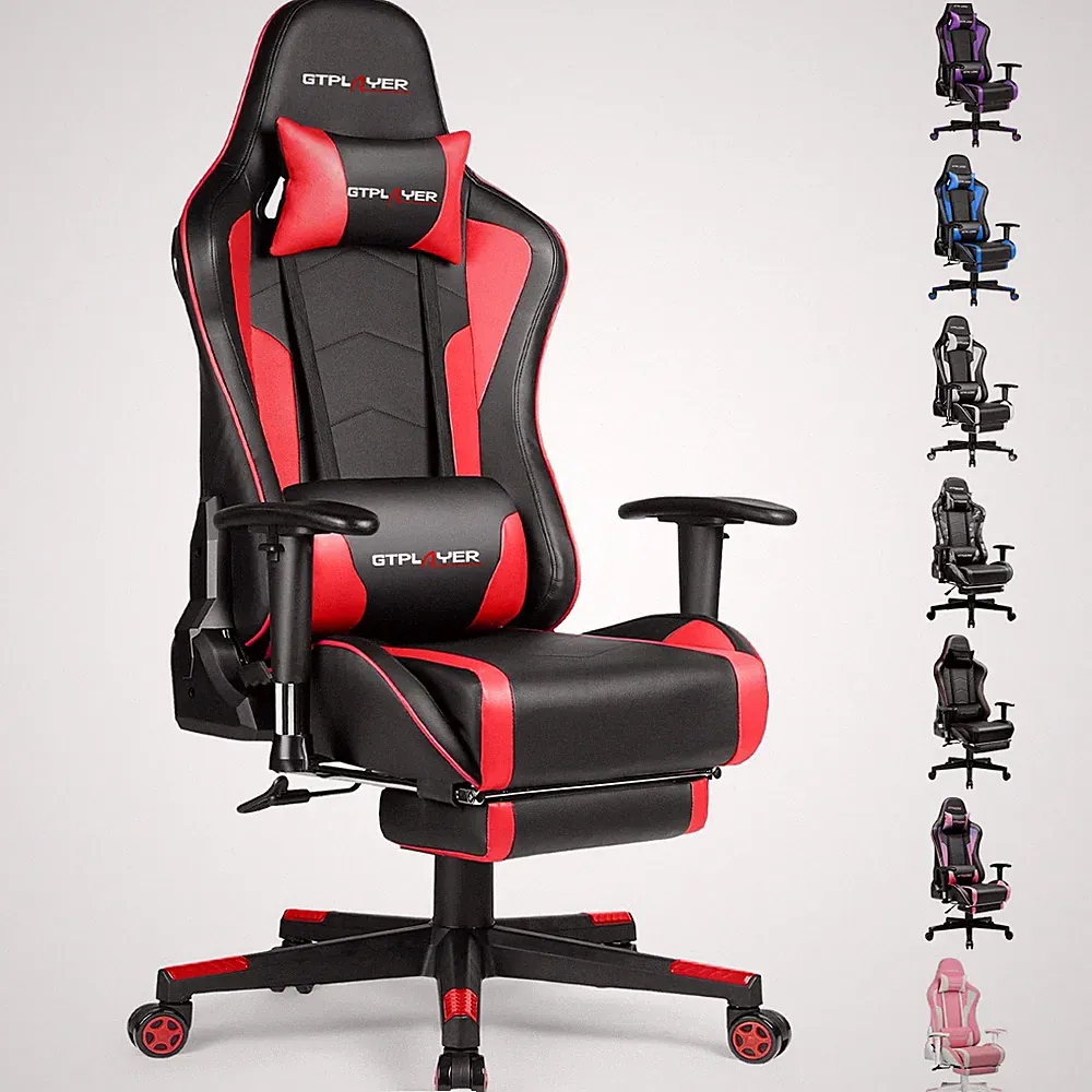 GTPLAYER Gaming Chair with Footrest Speakers Video Game Chair Bluetooth Music